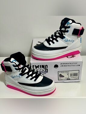 Ewing Athletics Women's White Black Pink High-Top Athletic Shoes